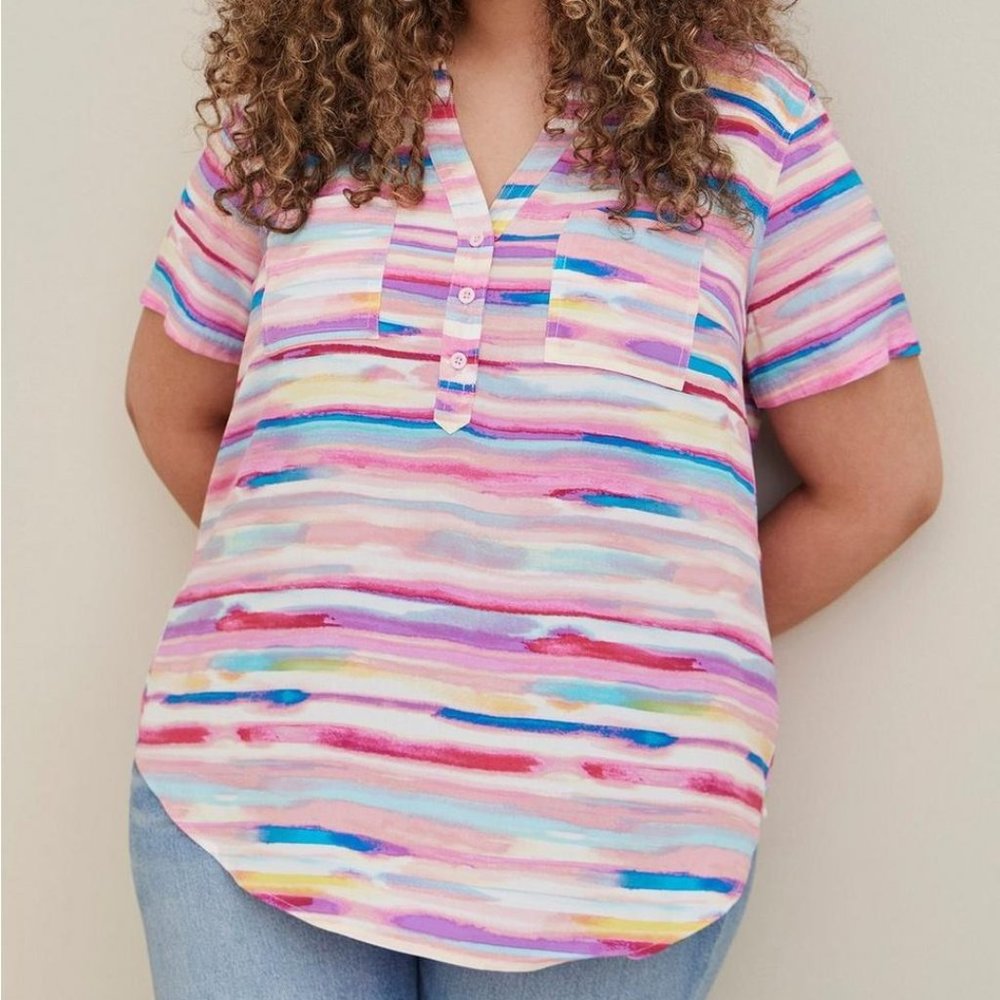 Torrid Harper Challis Pullover Short Sleeve Blouse NWT Size 2
